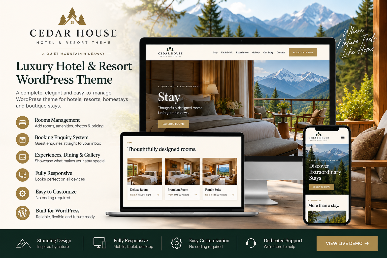 Cedar House – Luxury Hotel & Boutique Resort WordPress Theme